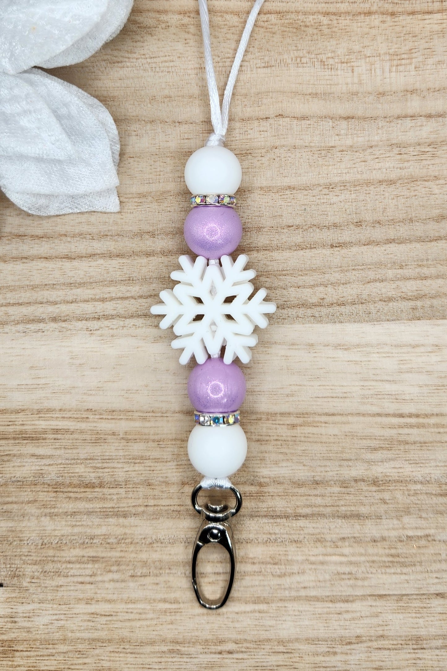 Lanyard-3D White Snowflake (Lilac Opal)