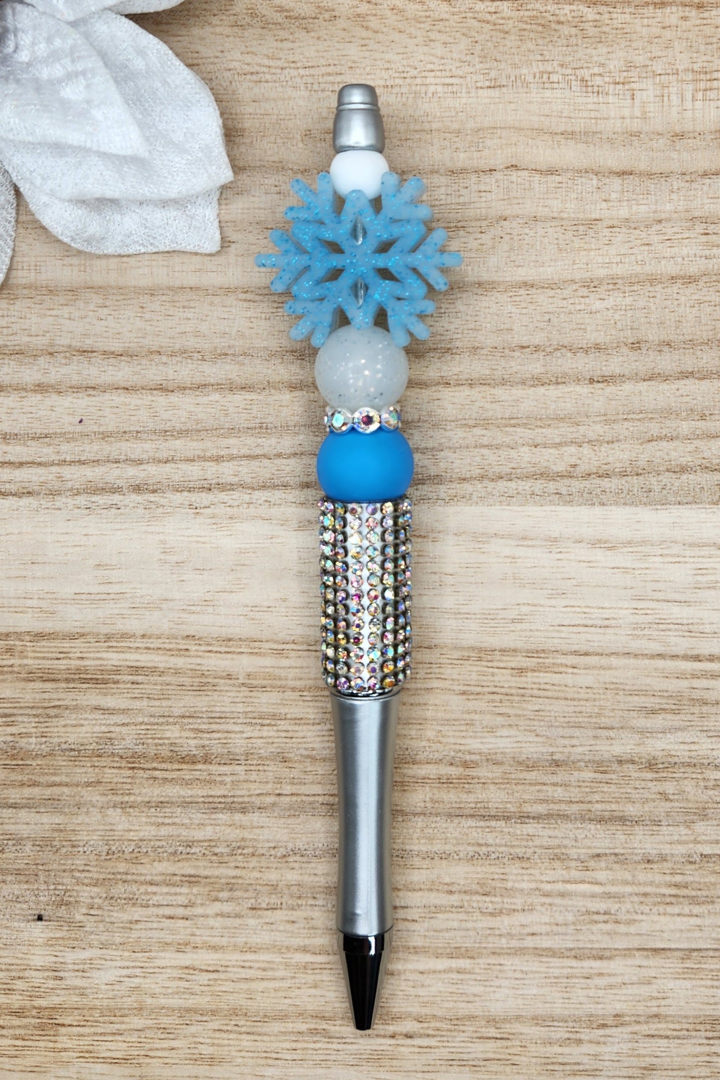 Half Rhinestone Pen-3D Blue Glitter Snowflake