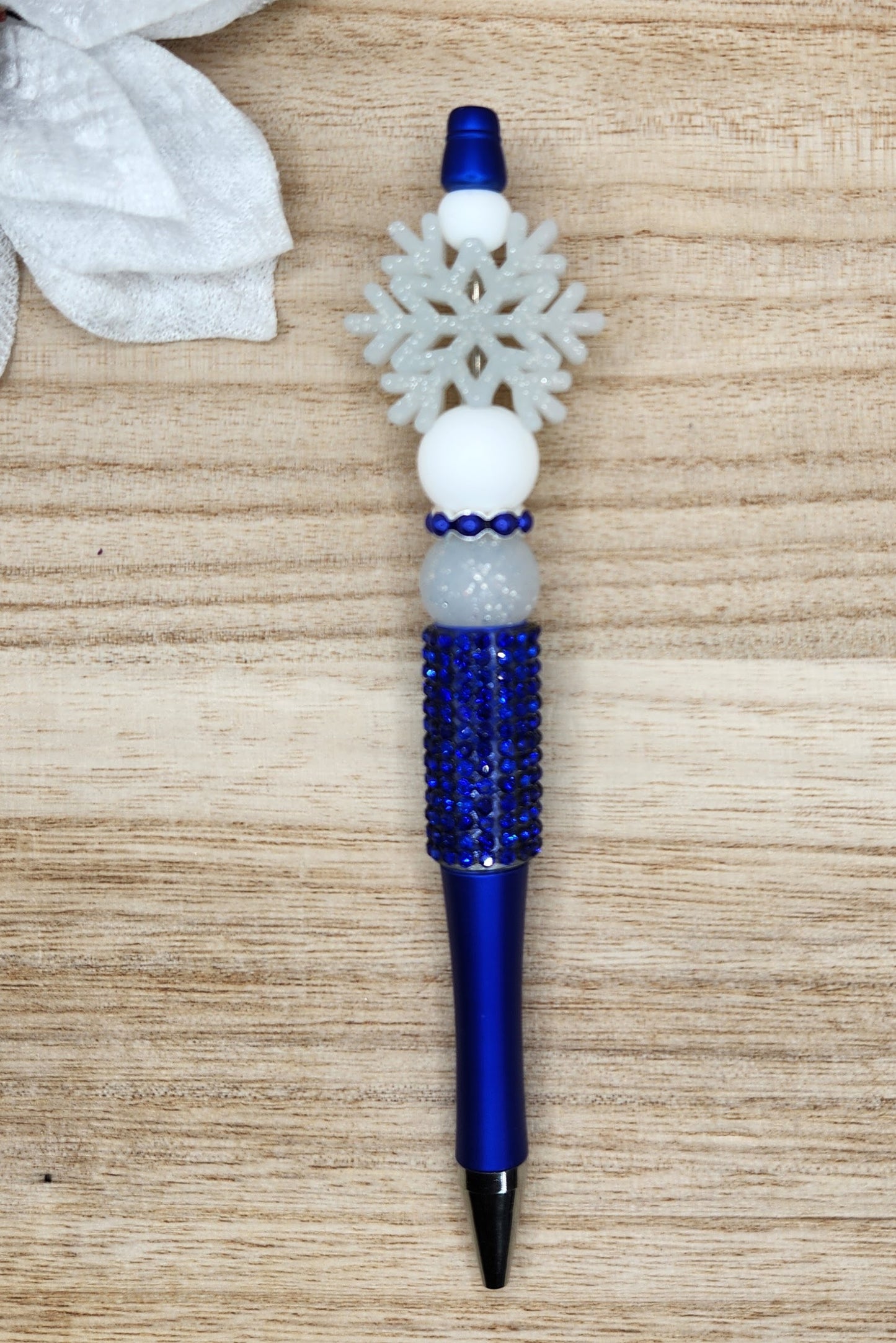 Half Rhinestone Pen-3D Silver Glitter Snowflake (Royal Blue)