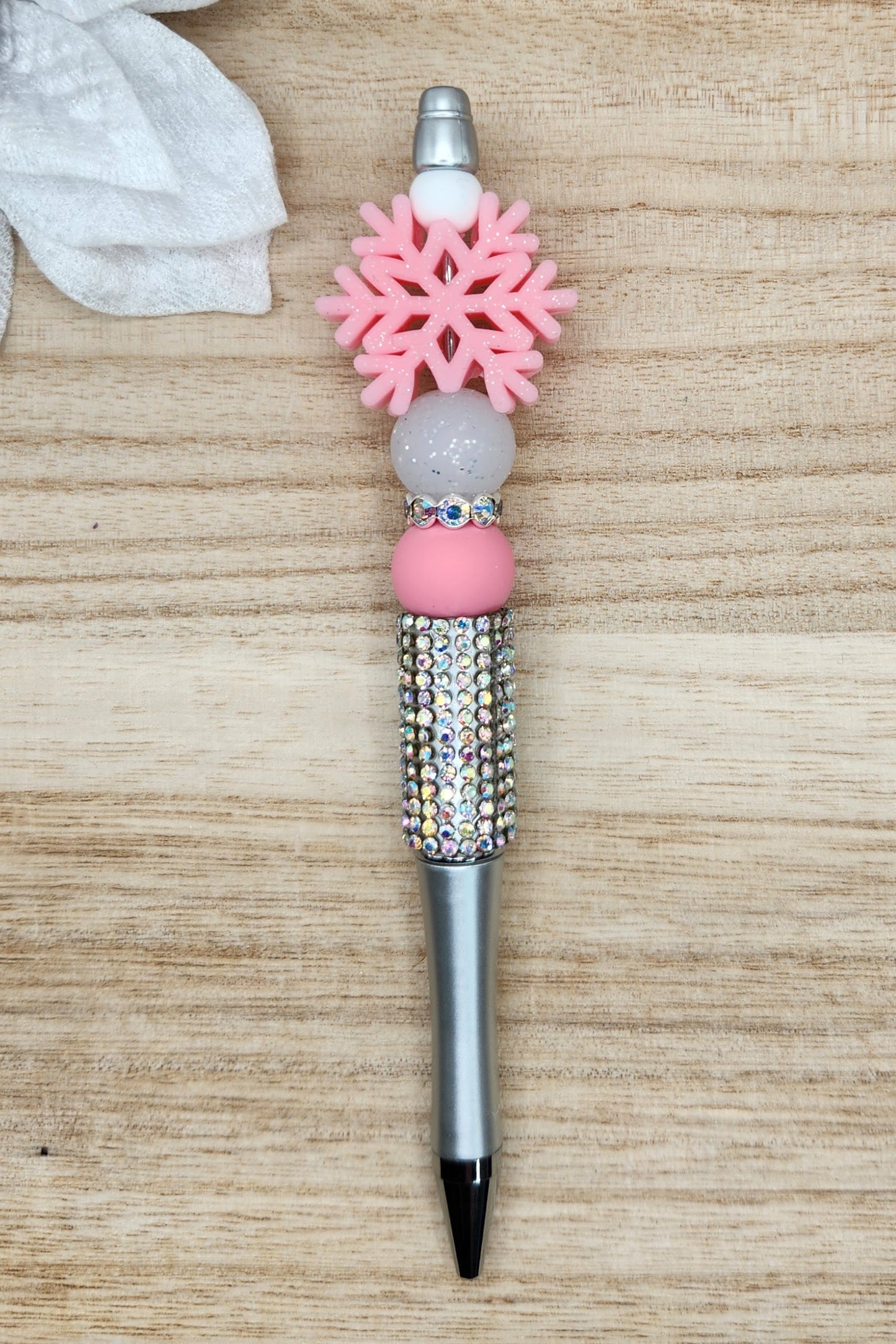 Half Rhinestone Pen-3D Pink Glitter Snowflake