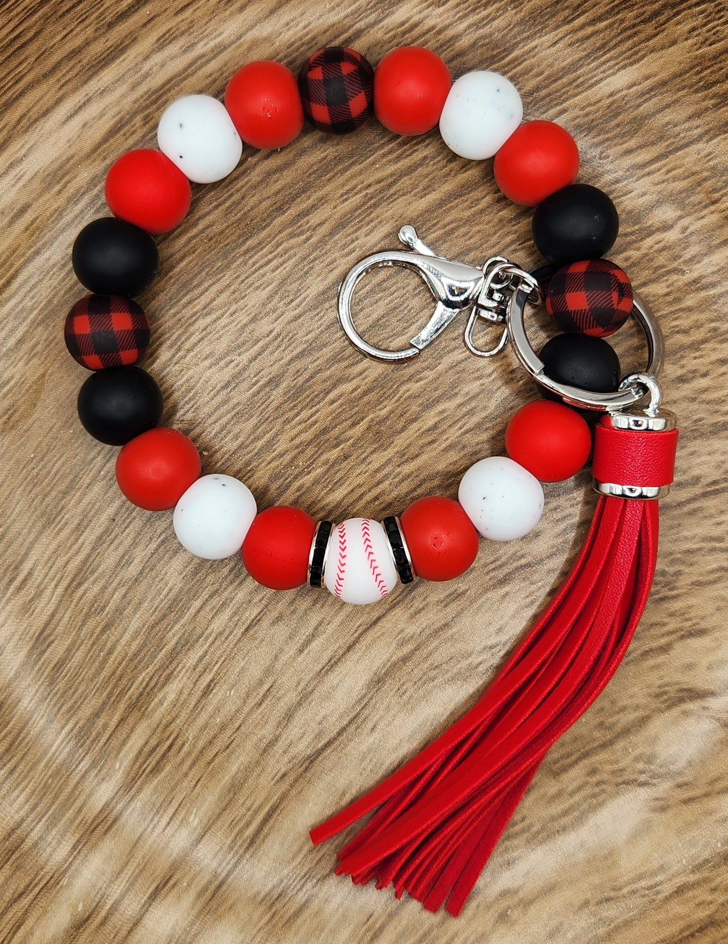 Wristlet Keychain-#003 Baseball (Red)