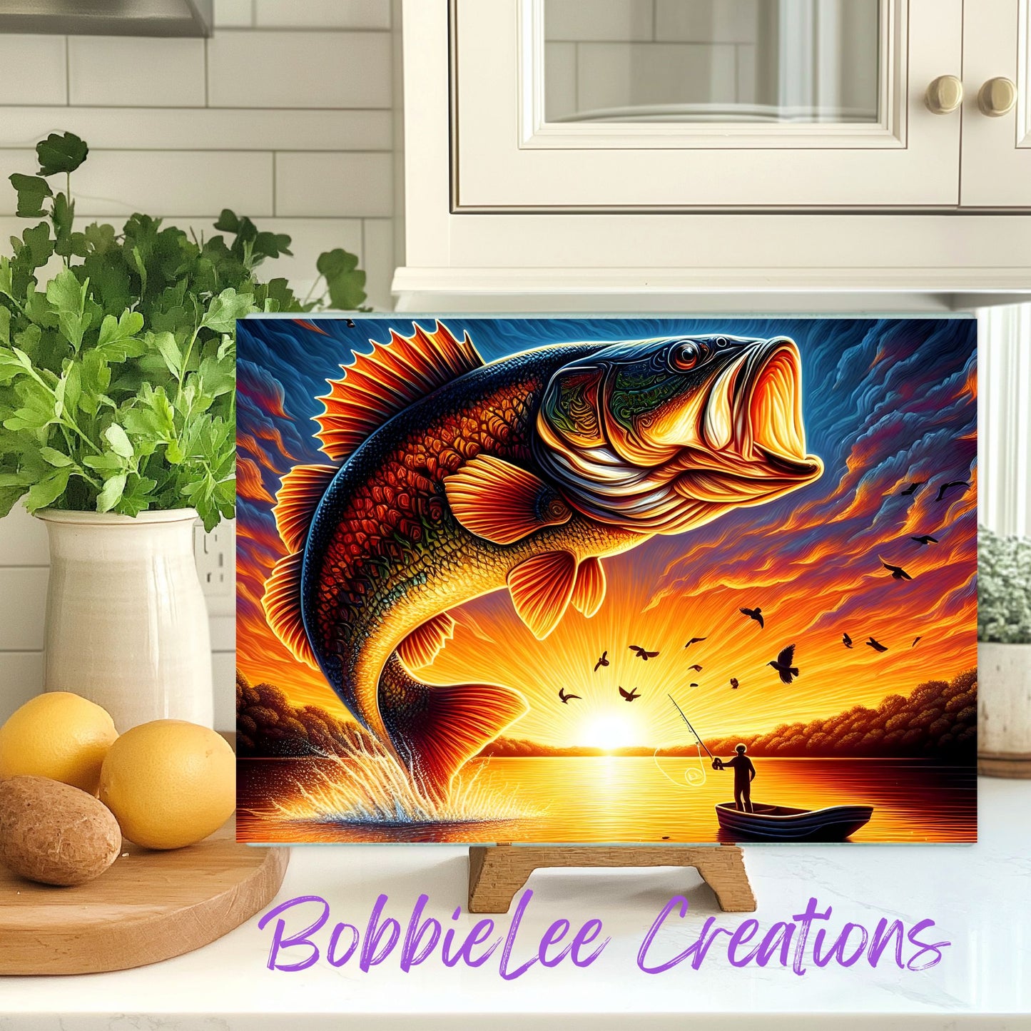 Glass Cutting Board-Bass Fishing CF