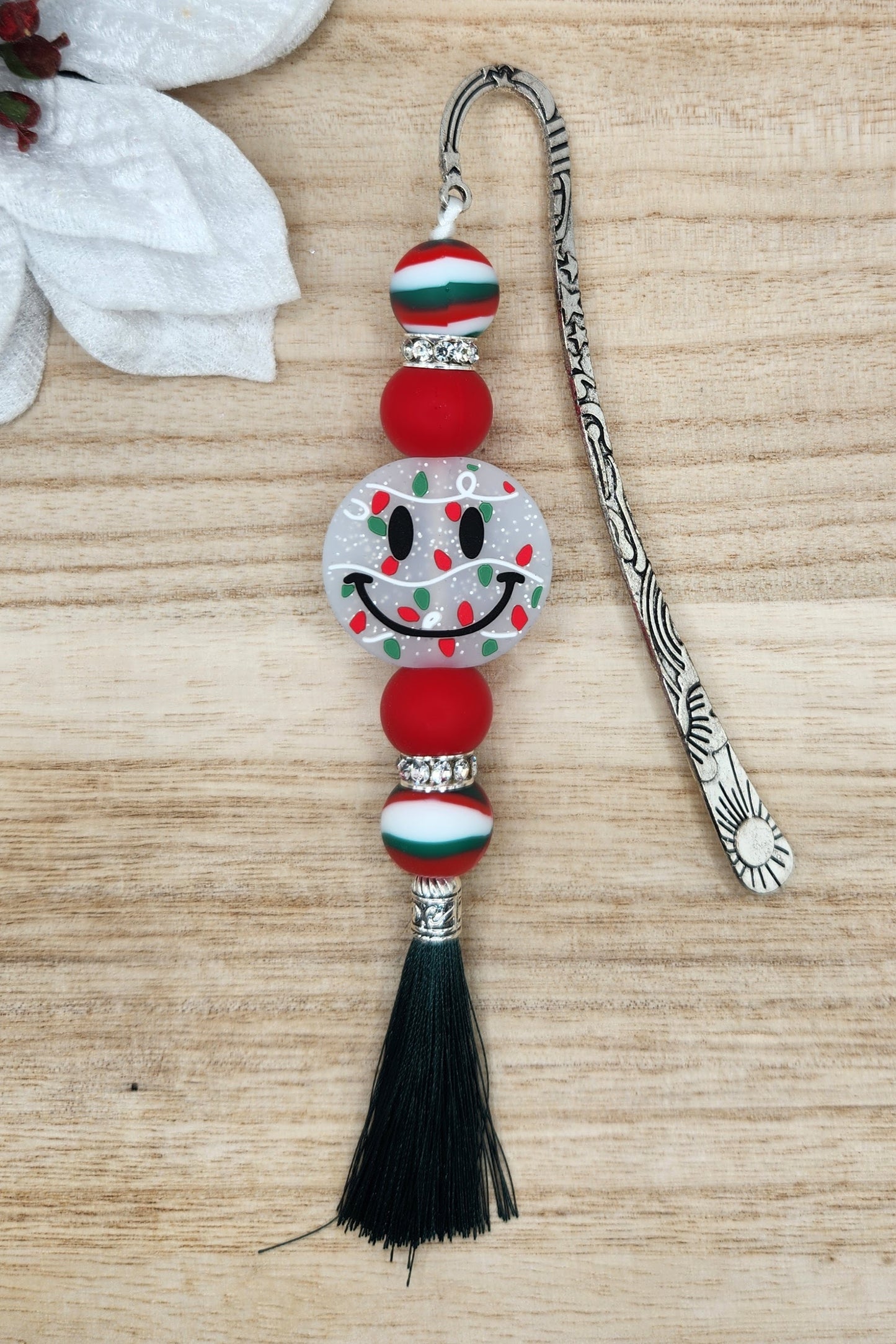 Bookmark-Christmas Smiley Face (Glitter)