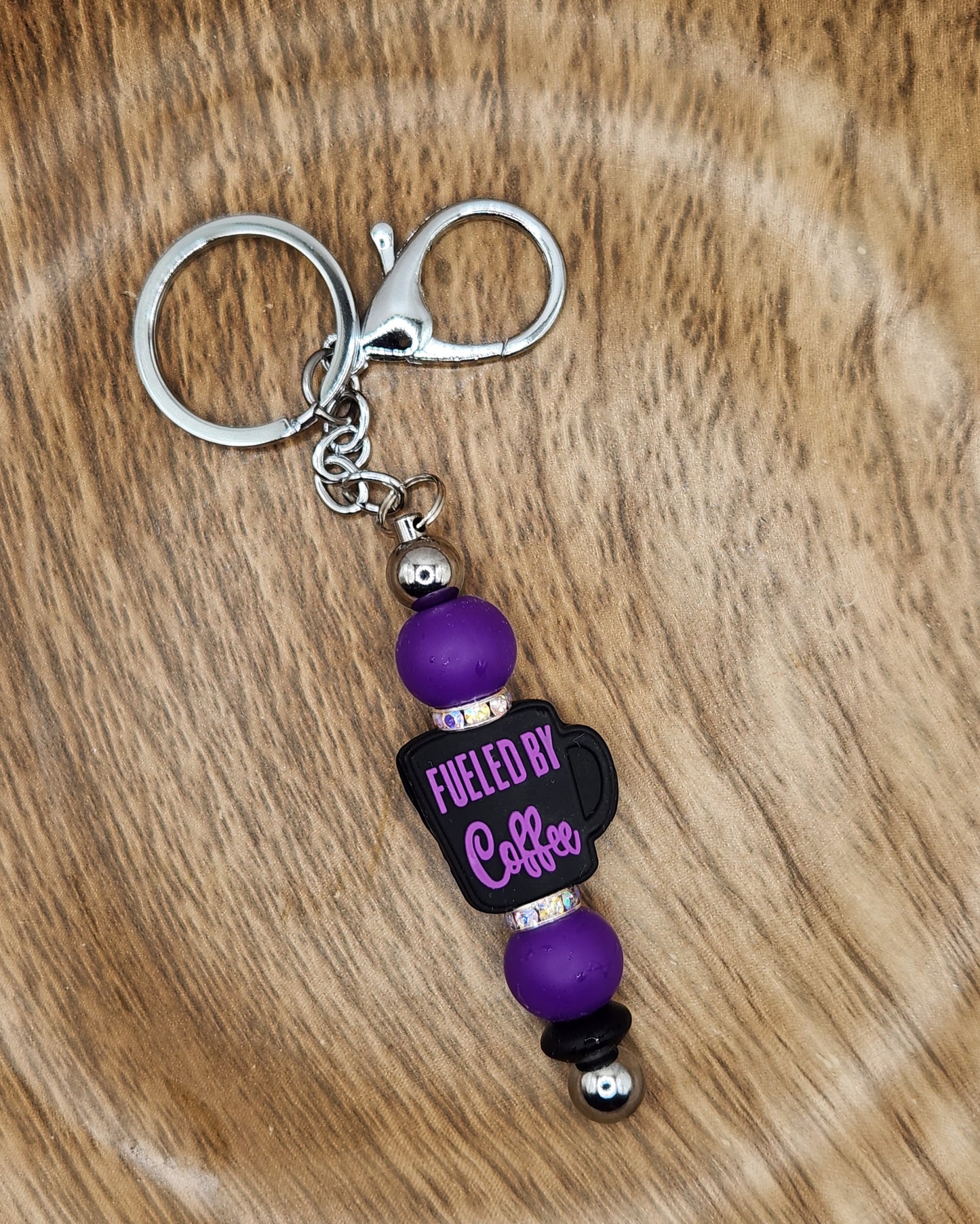 Keychain-Fueled by Coffee (Purple)