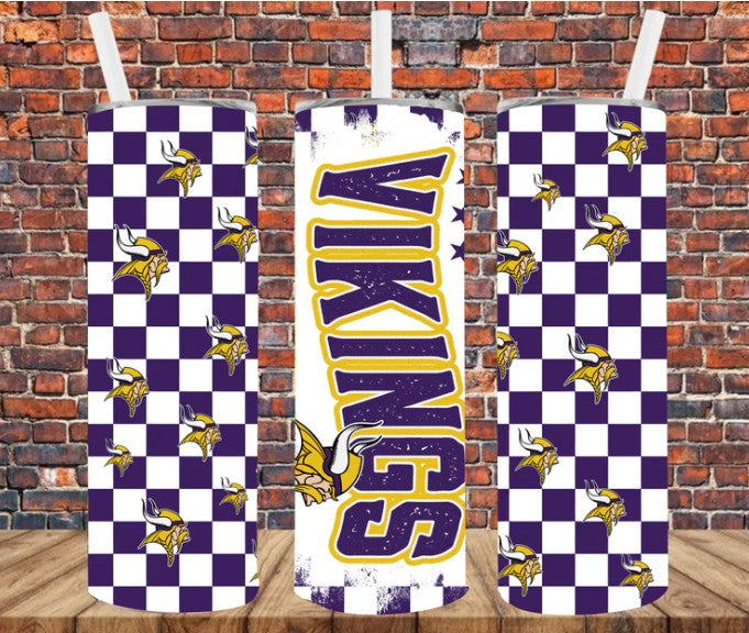 Stainless Steel Tumbler 20oz - Vikings Checkerboard SF