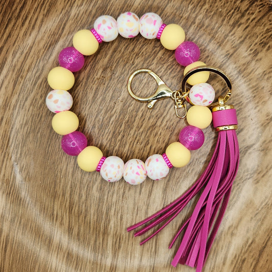 Wristlet Keychain-#048 Sunset Terrazzo (Hot Pink Jelly)