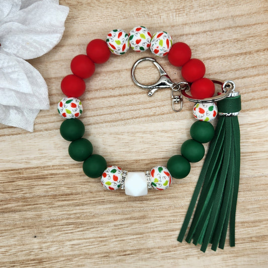 Wristlet Keychain-#129 Christmas Lights (Mistletoe)