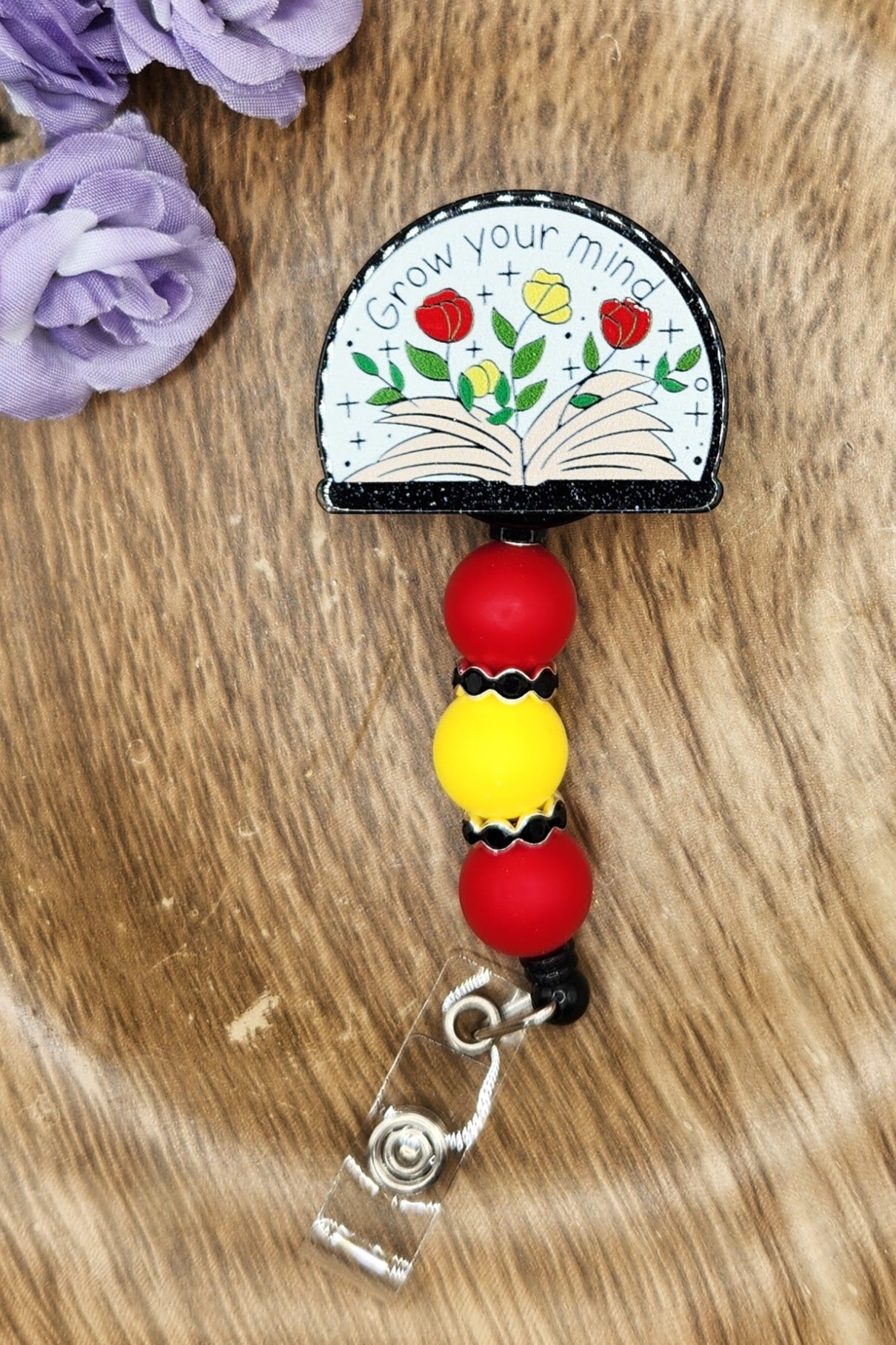 Badge Reel-Grow Your Mind (Red & Yellow)