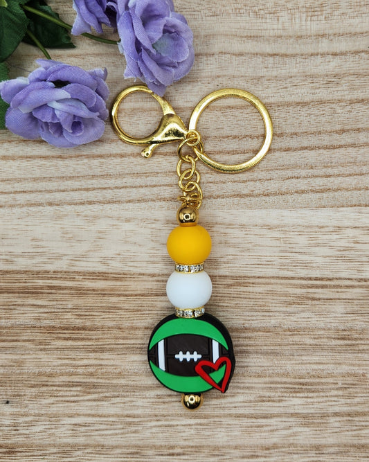 Keychain-Football Love (Yellow & White)