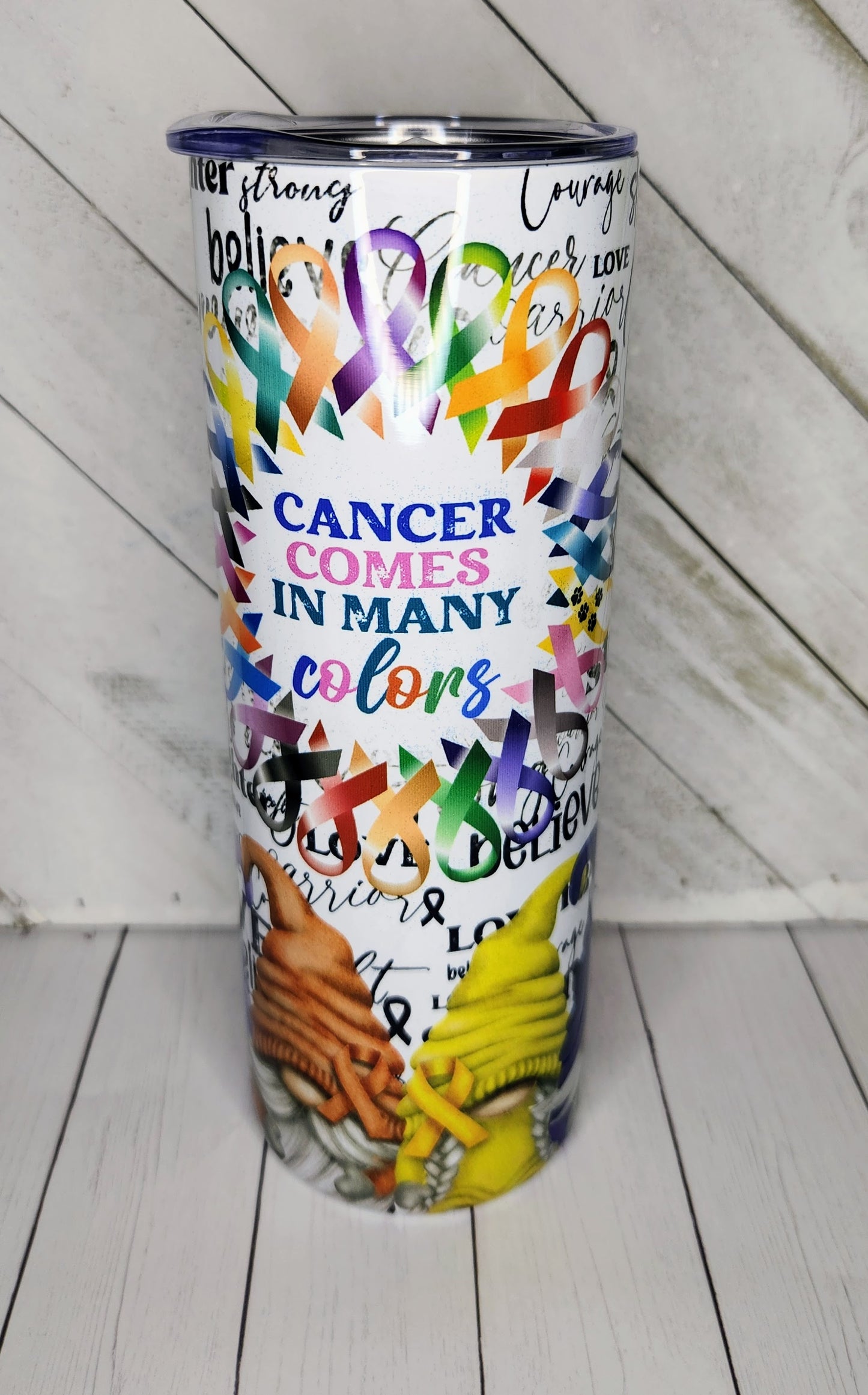 Stainless Steel Tumbler 20oz - Cancer Comes in Many Colors SF