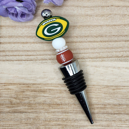 Wine Stopper-GB Packers Football (Silver)