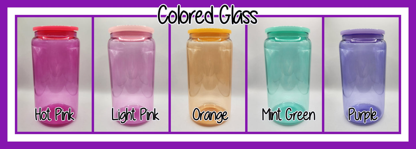 16oz Glass or Plastic Cup -Pumpkins Orange & Pink KKC