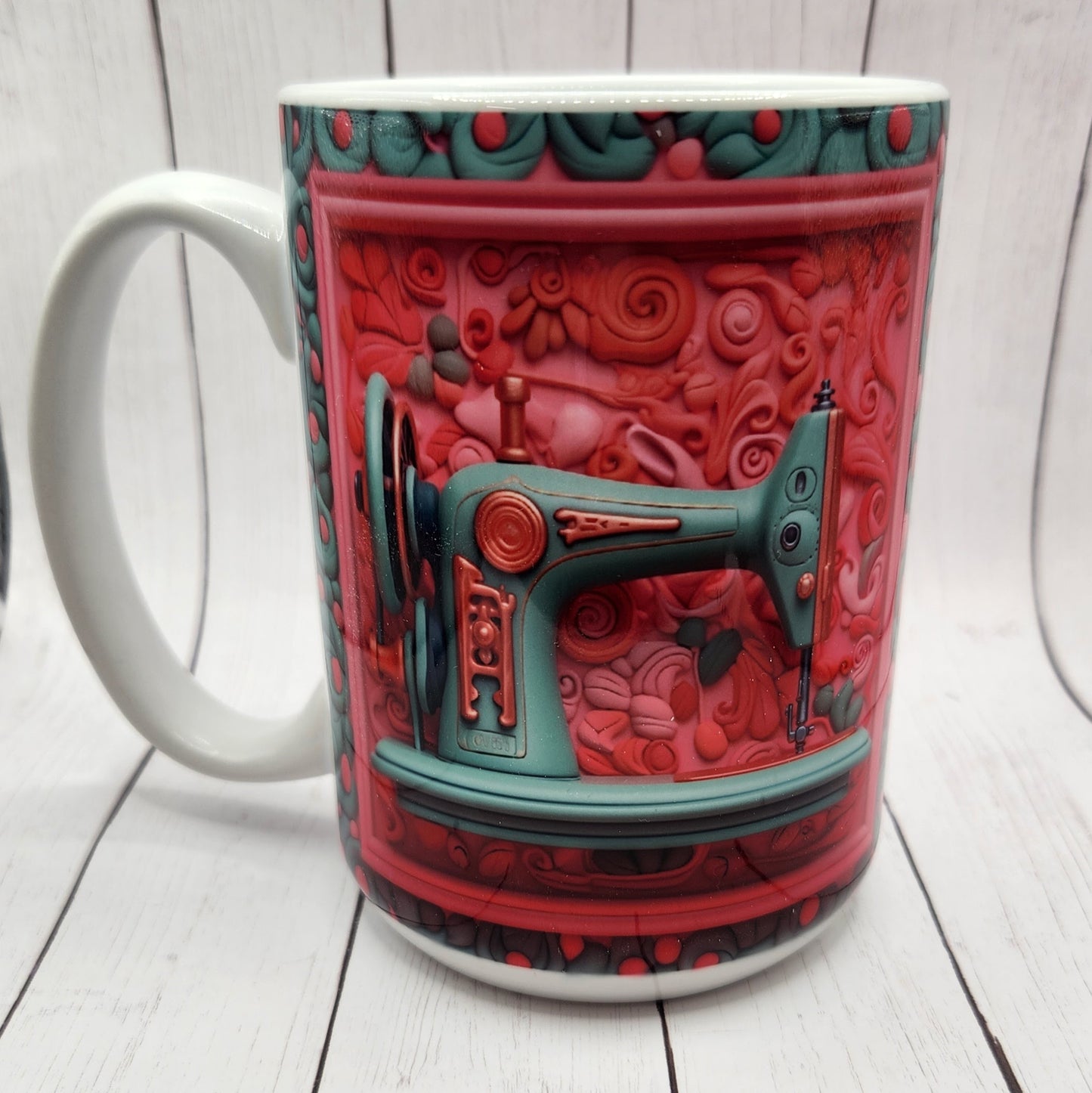 15oz Ceramic Mug-3D Sewing Machine SF