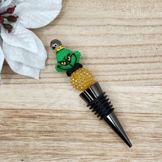 Wine Stopper-3D Mean Green Guy (Gunmetal)