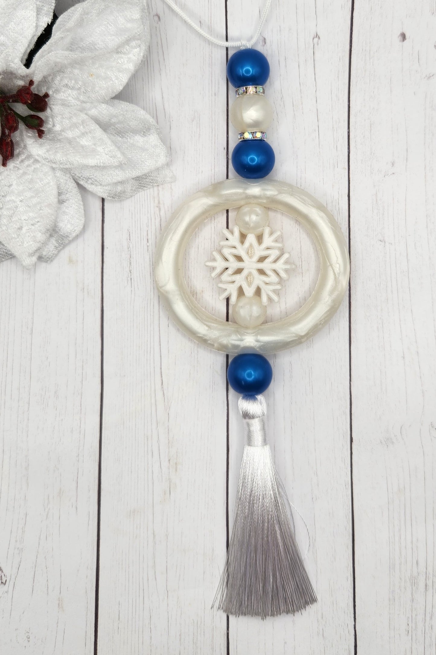 Car Charm-3D Pearl Snowflake (Metallic Blue)