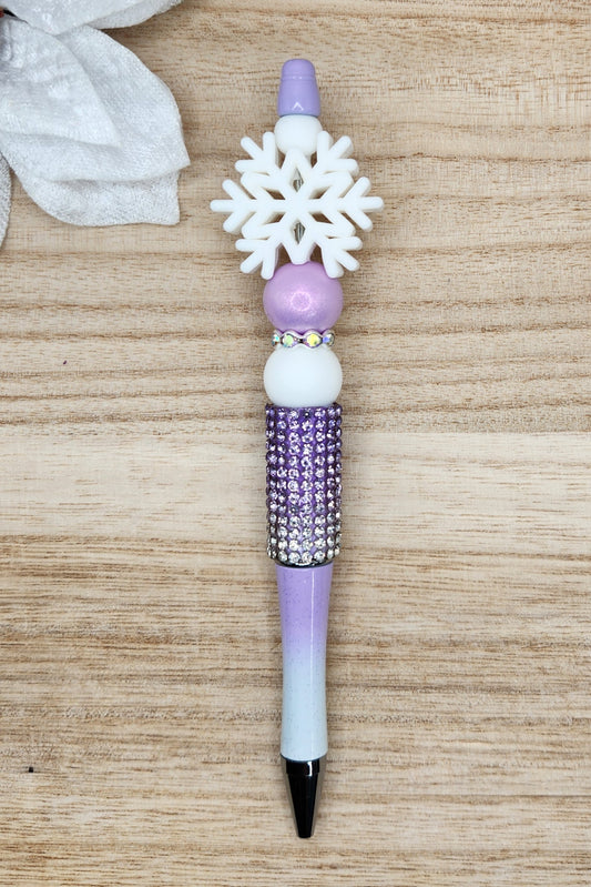 Half Rhinestone Pen-3D White Snowflake (Lilac Ombre)