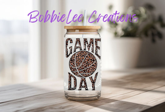 16oz Glass or Plastic Cup-Basketball Game Day