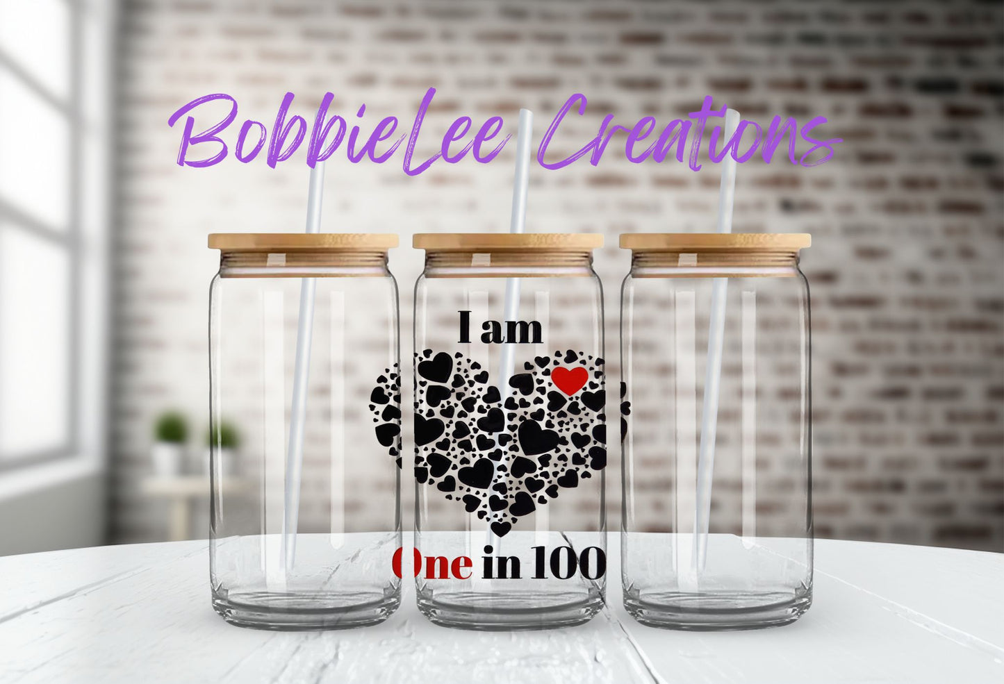 16oz Glass or Plastic Cup-I Am One in 100