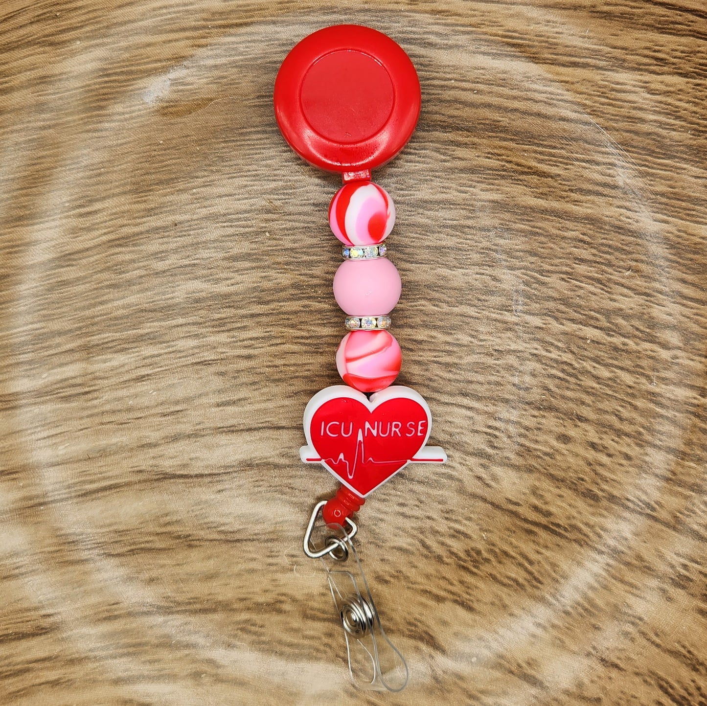 Badge Reel-ICU Nurse (Red Heart)