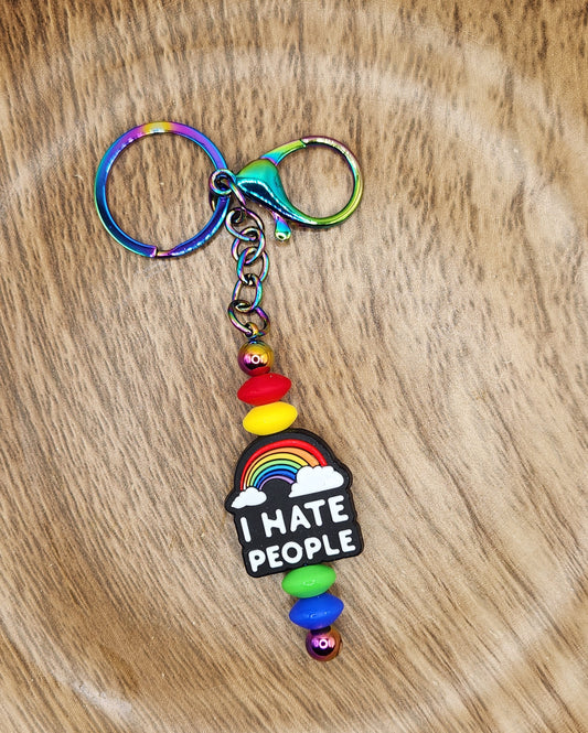 Keychain-I Hate People Rainbow