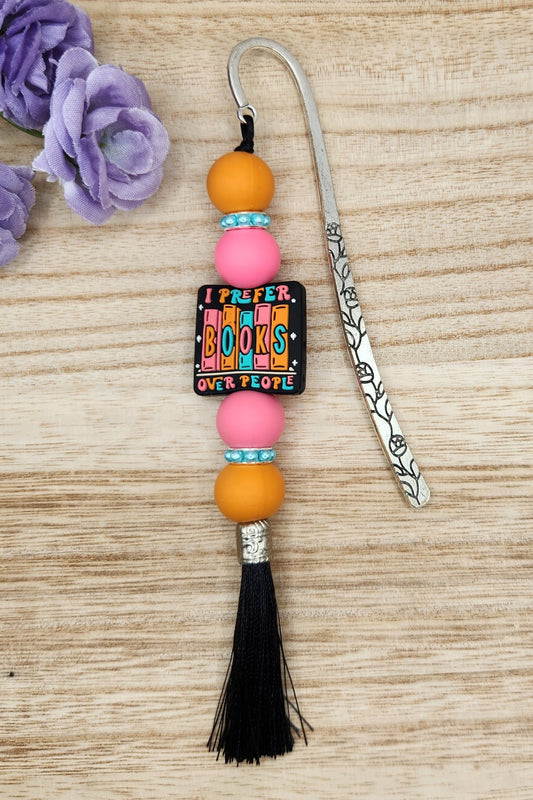 Bookmark-I Prefer Books Over People (Pink & Orange)