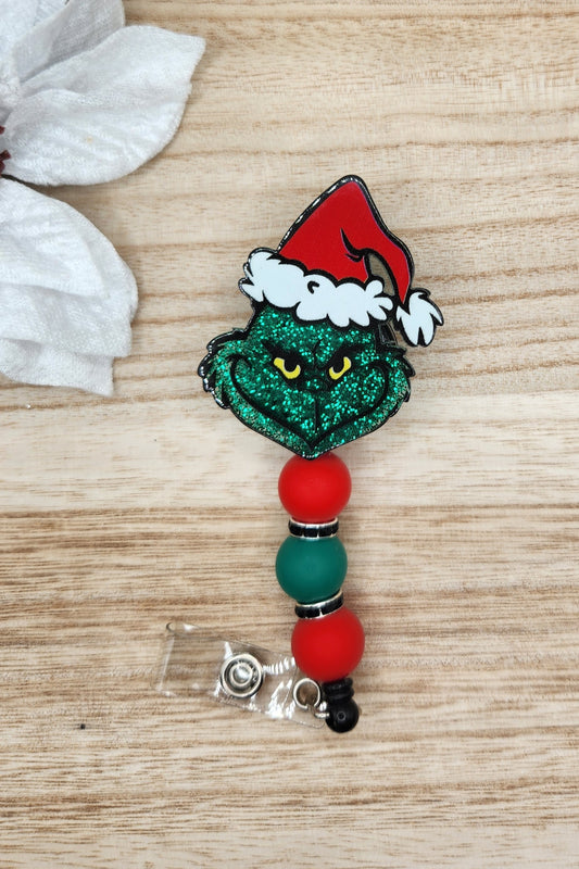 Badge Reel-OG Mean Green Guy Glitter