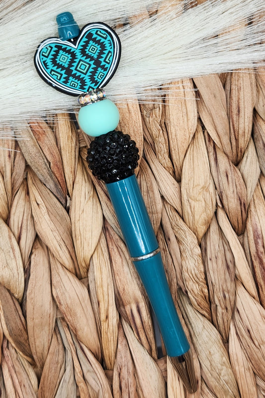 Pen-Aztec Heart (Turquoise)