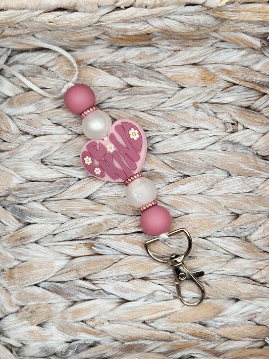 Lanyard-Be Kind Heart (Pink & Pearl)