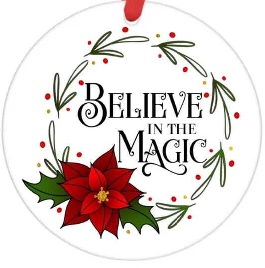 Acrylic Ornament-Believe in the Magic Poinsettia SF