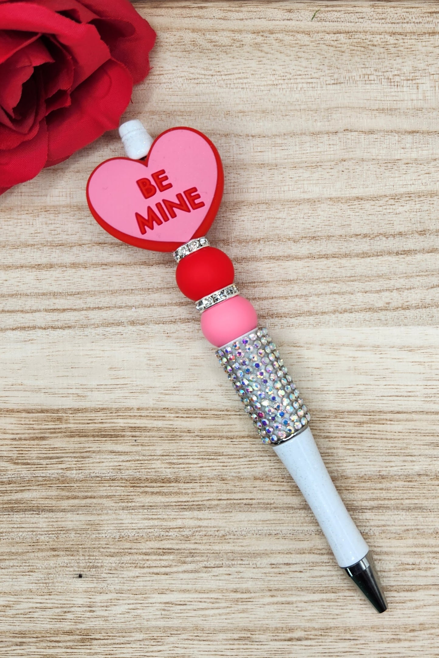 Rhinestone Pen-Be Mine Candy Heart (Pink)