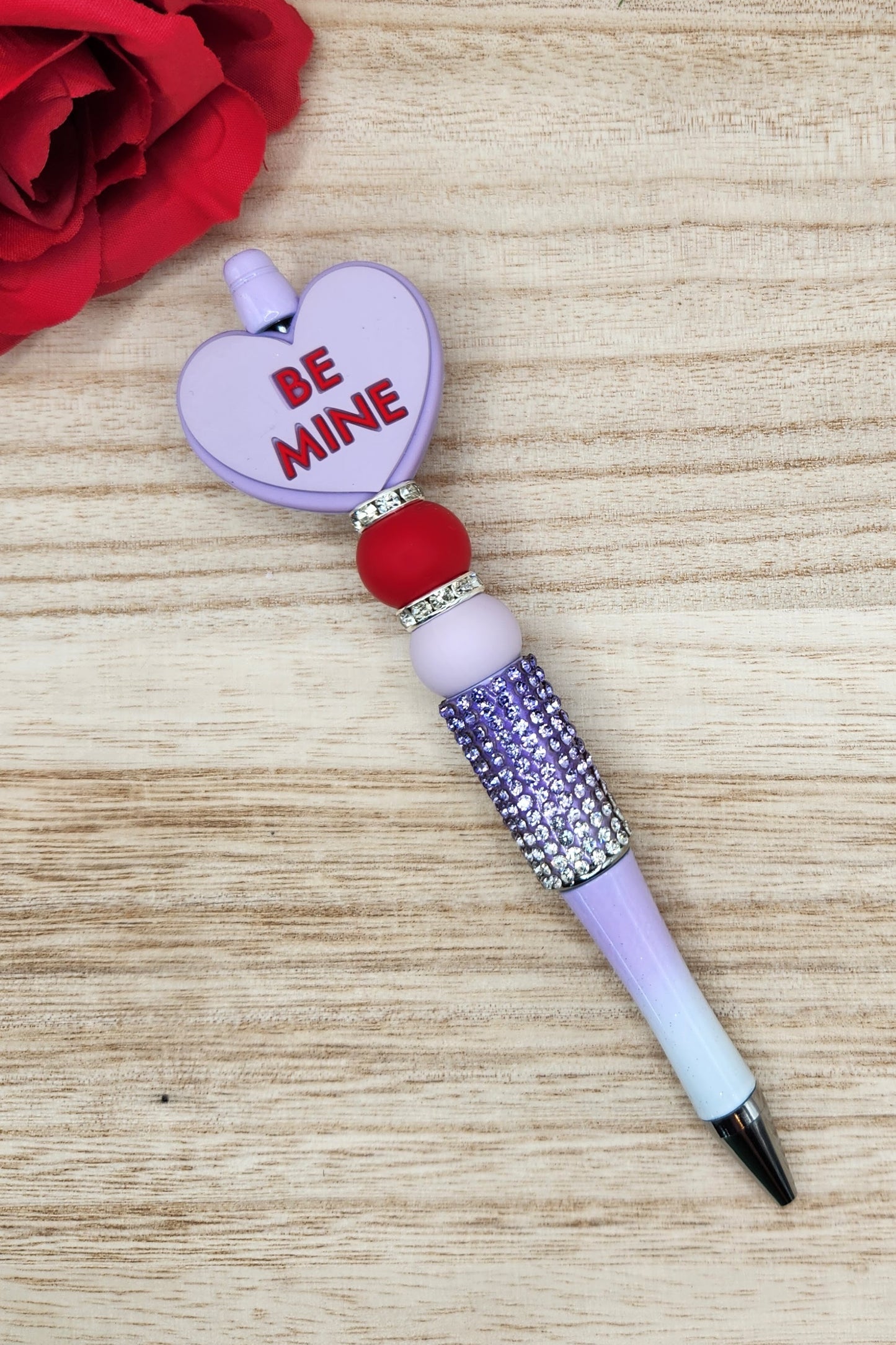 Rhinestone Pen-Be Mine Candy Heart (Purple)