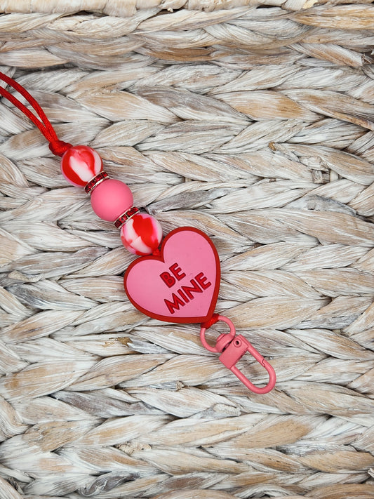 Lanyard-Be Mine Candy Heart (Pink)