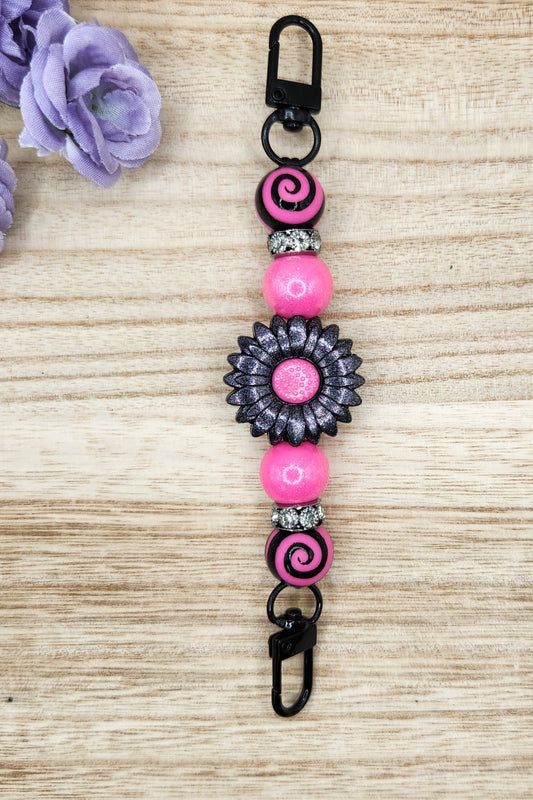 Kindle/Tablet Strap-Daisy (Black & Bright Pink Opal)