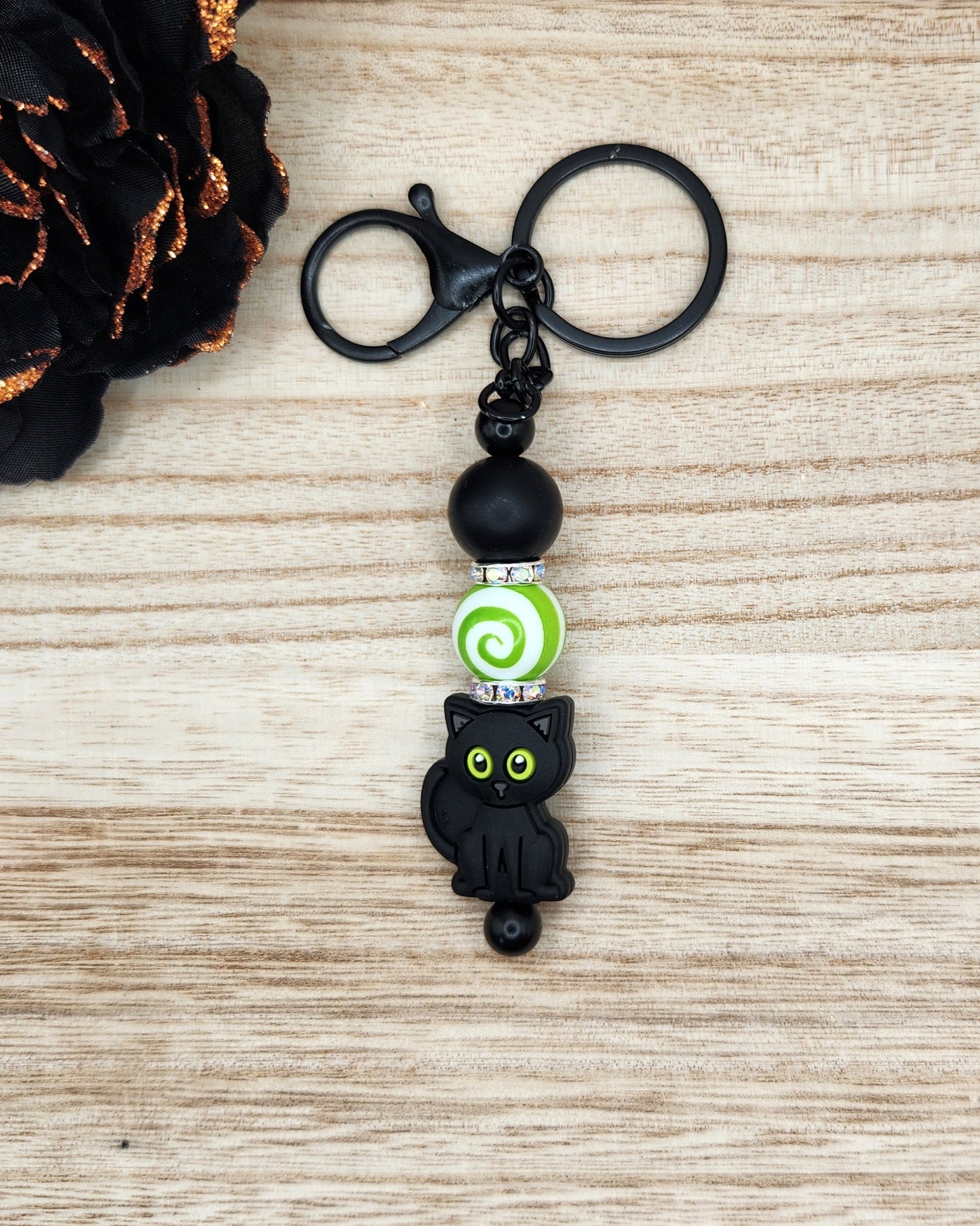 Keychain-Black Cat (Green Eyes)