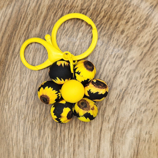 Keychain-Flower (Black Sunflower-Yellow)