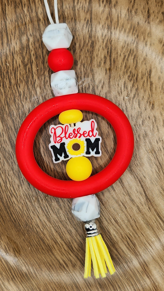 Car Charm-Blessed Mom Sunflower (Red)