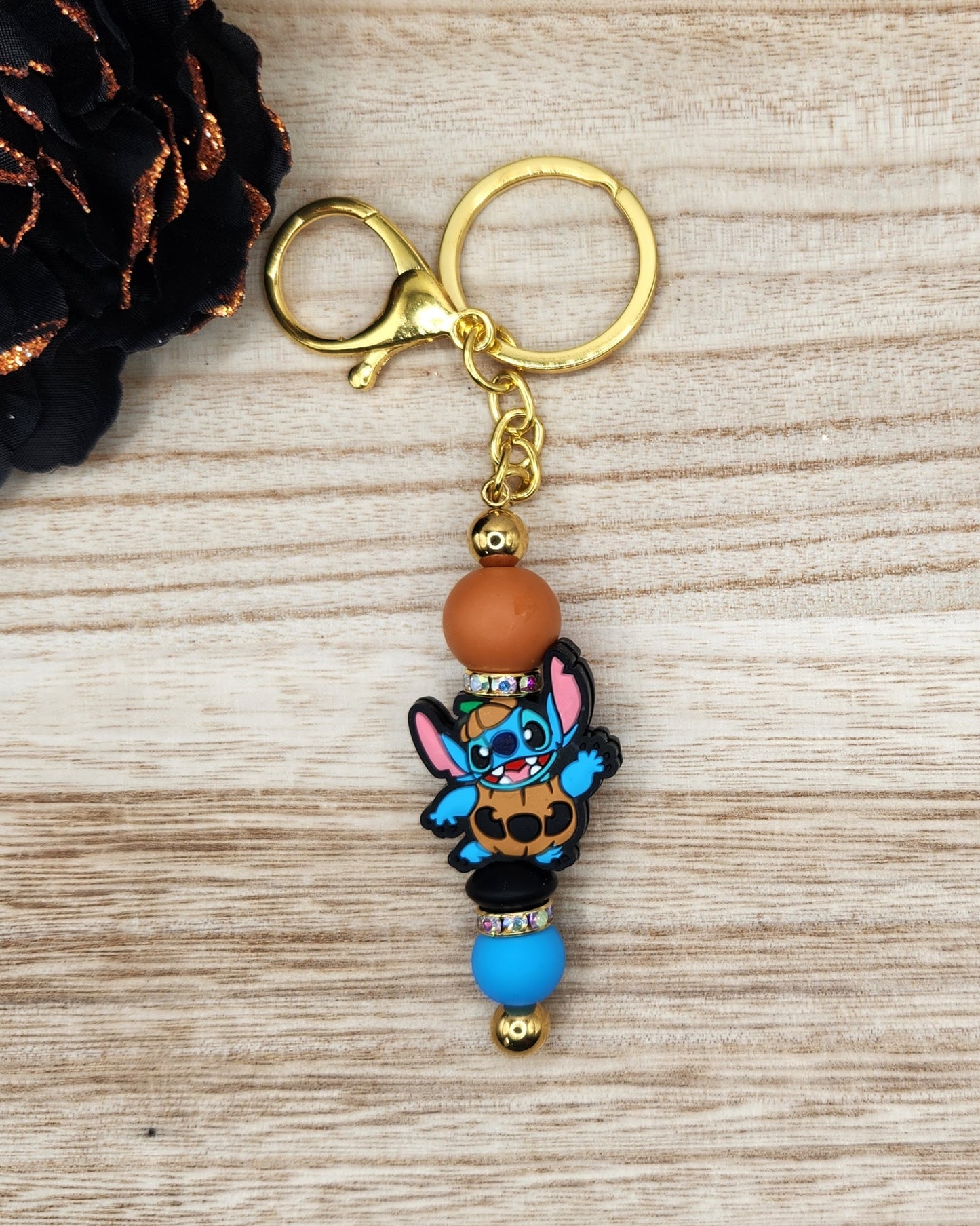 Keychain-Blue Alien Pumpkin