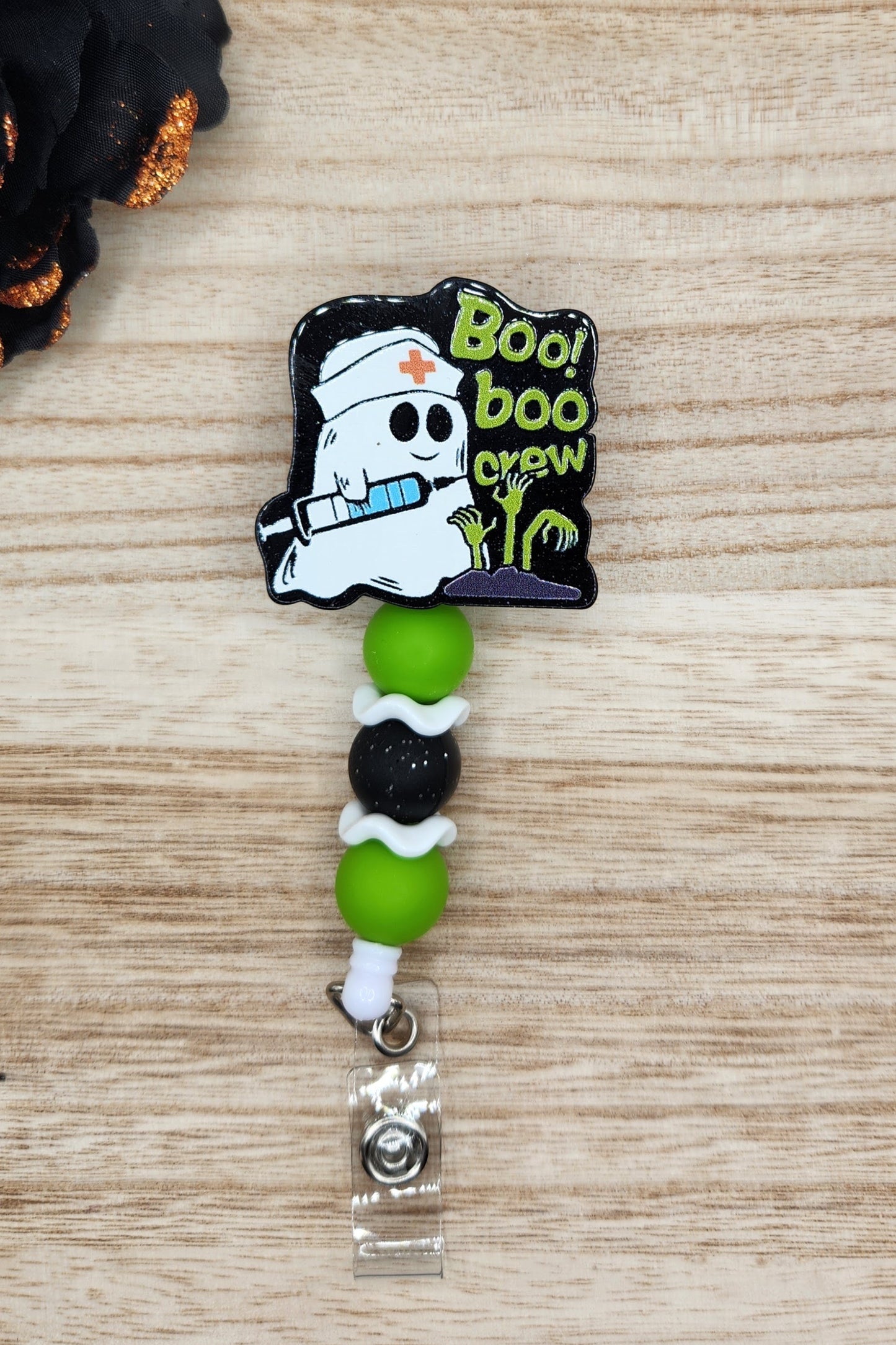 Badge Reel-Boo Boo Crew Ghost (Green)