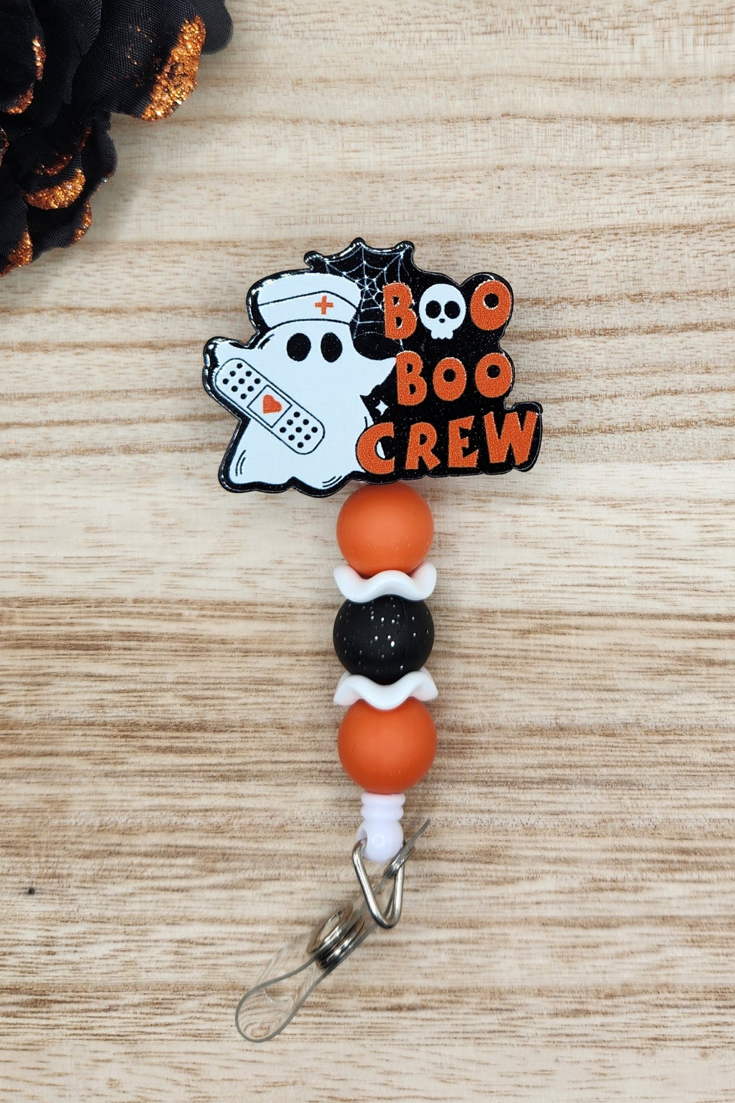 Badge Reel-Boo Boo Crew Ghost (Orange)