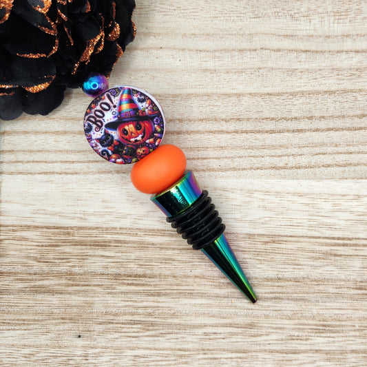 Wine Stopper-Boo Candy Pumpkin (Rainbow)