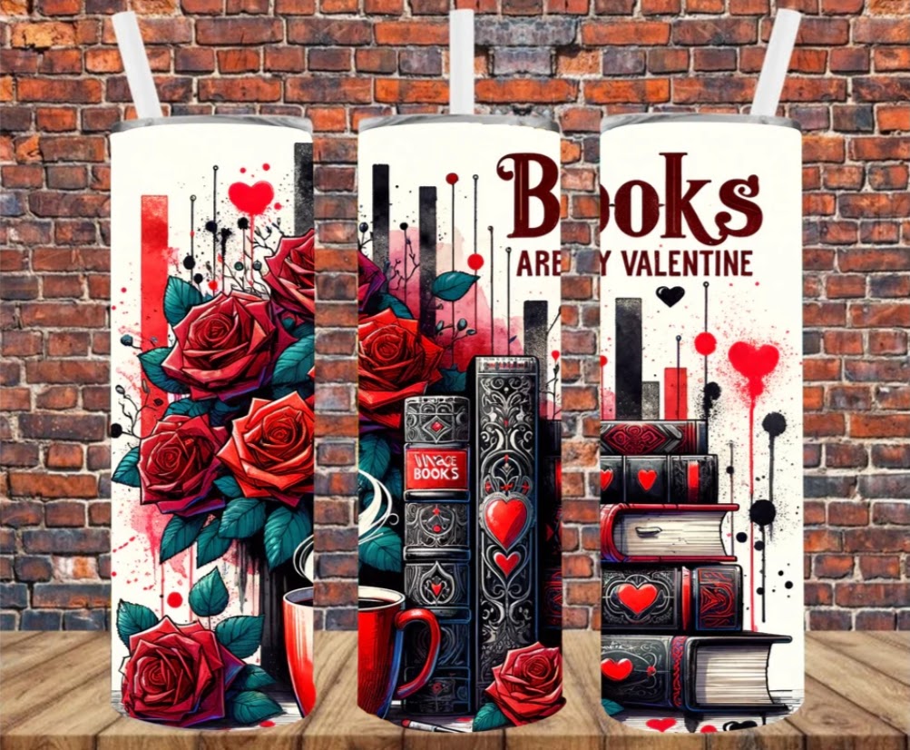 Stainless Steel Tumbler 20oz - Books are My Valentines SF