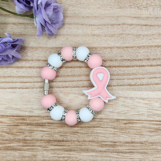 Cup Charm-Breast Cancer Ribbon (Light Pink)