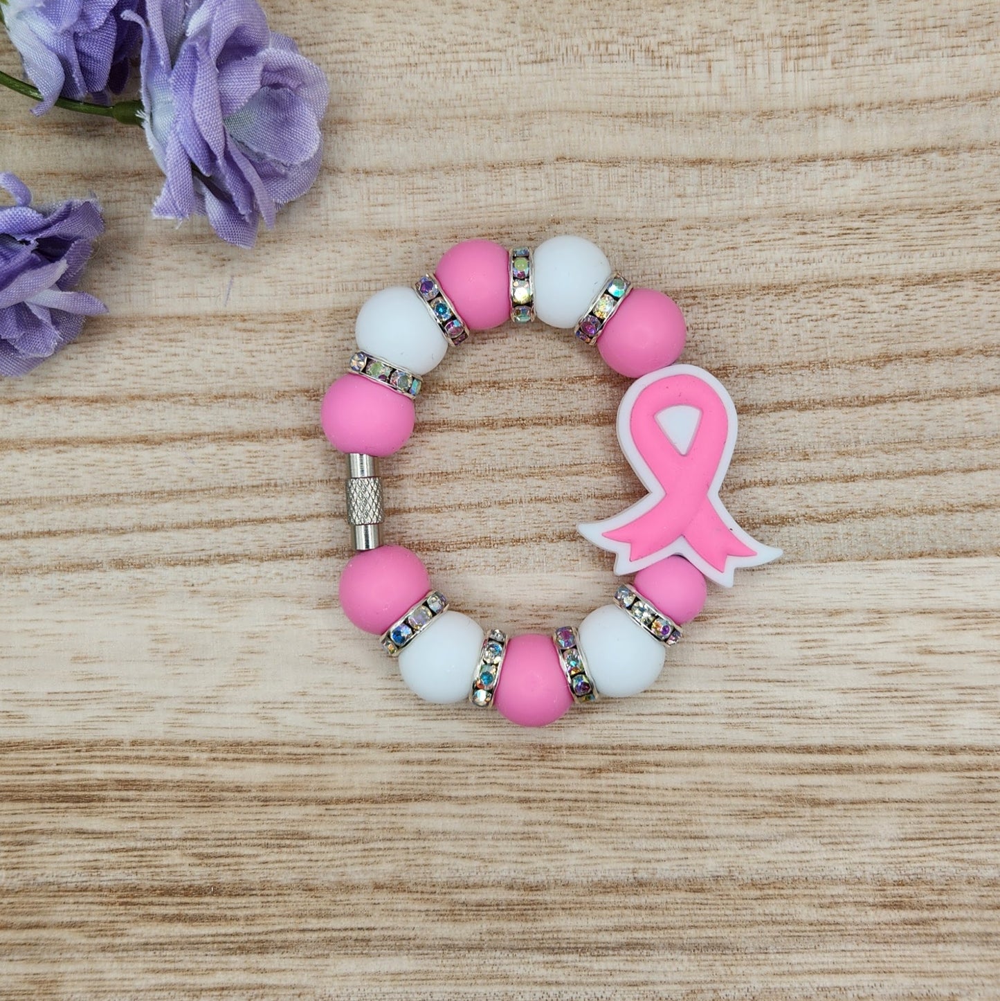 Cup Charm-Breast Cancer Ribbon (Pink)