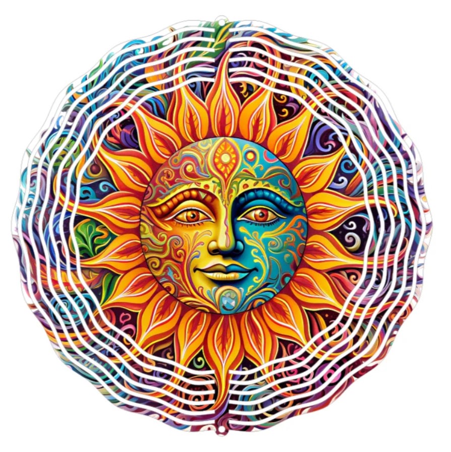 Wind Spinner 8" - Bright Sun Face