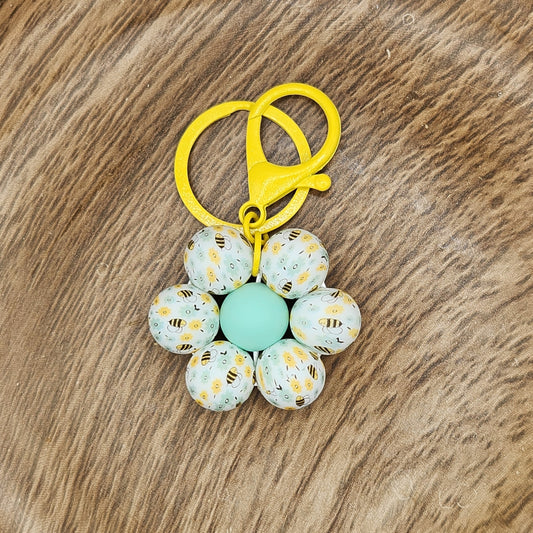 Keychain-Flower (Bumble Bee-Mint)