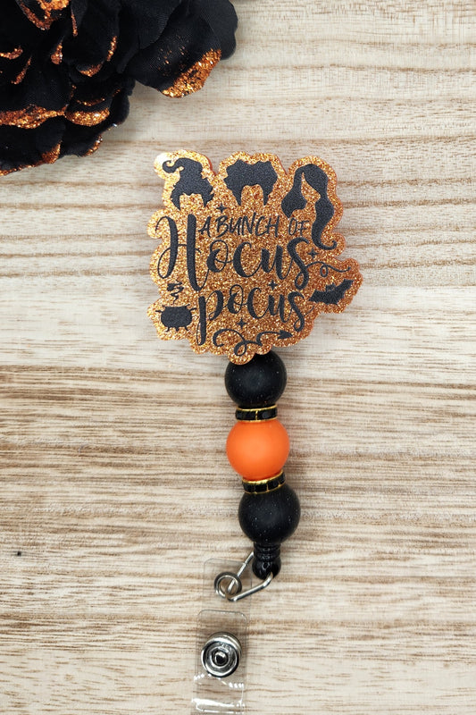 Badge Reel-A Bunch of Hocus Pocus (Orange Glitter)