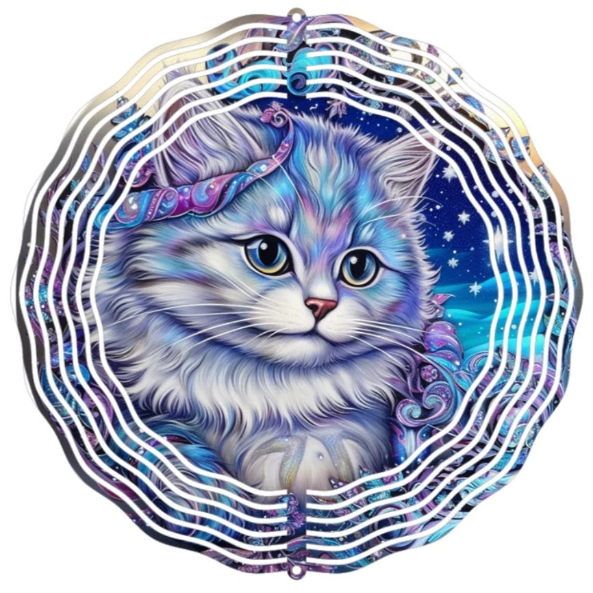 Wind Spinner 8" - Cat (Blue & Purple)