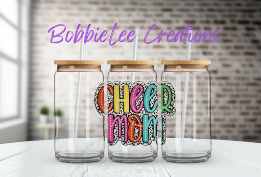 16oz Glass or Plastic Cup - Cheer Mom KKC (Colorful)