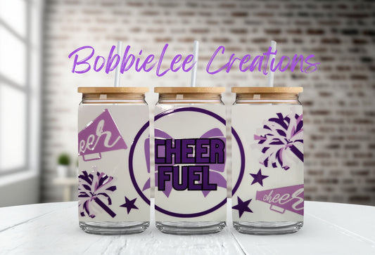 16oz Glass or Plastic Cup-Cheer Fuel (Purple)