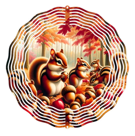 Wind Spinner 8" - Fall Chipmunks & Acorns